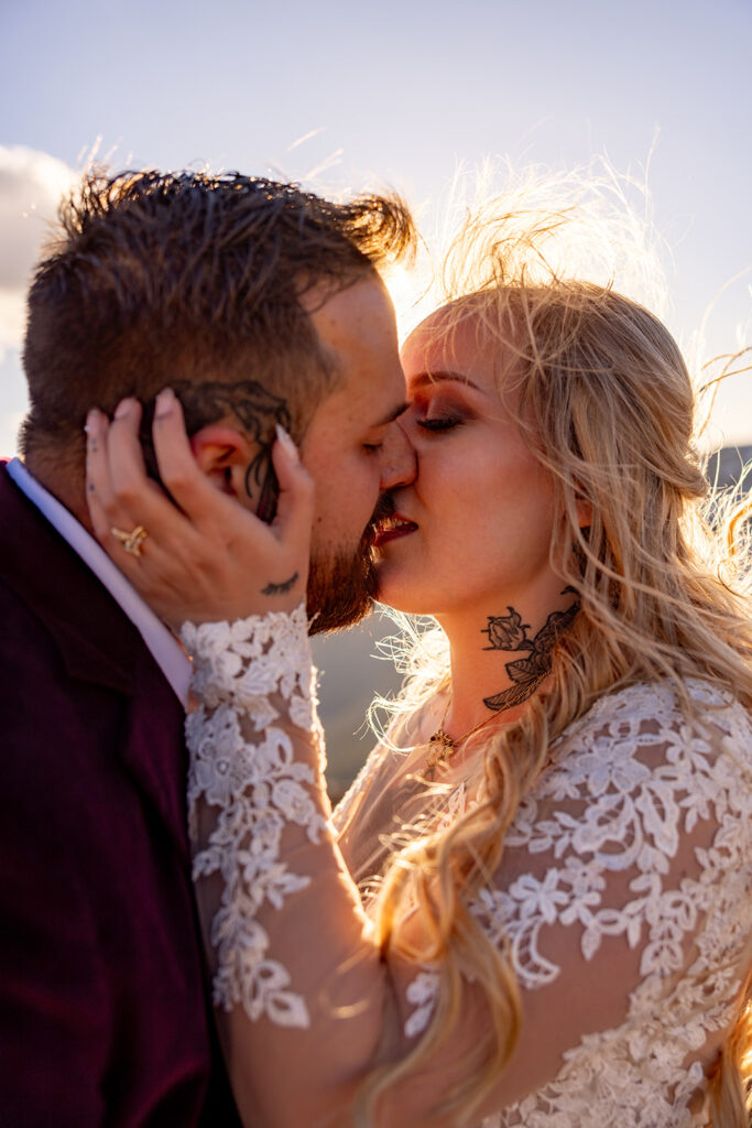 Professional photos by a Colorado elopement photographer of a Bride and groom during a Colorado elopement at Rocky Mountain National Park