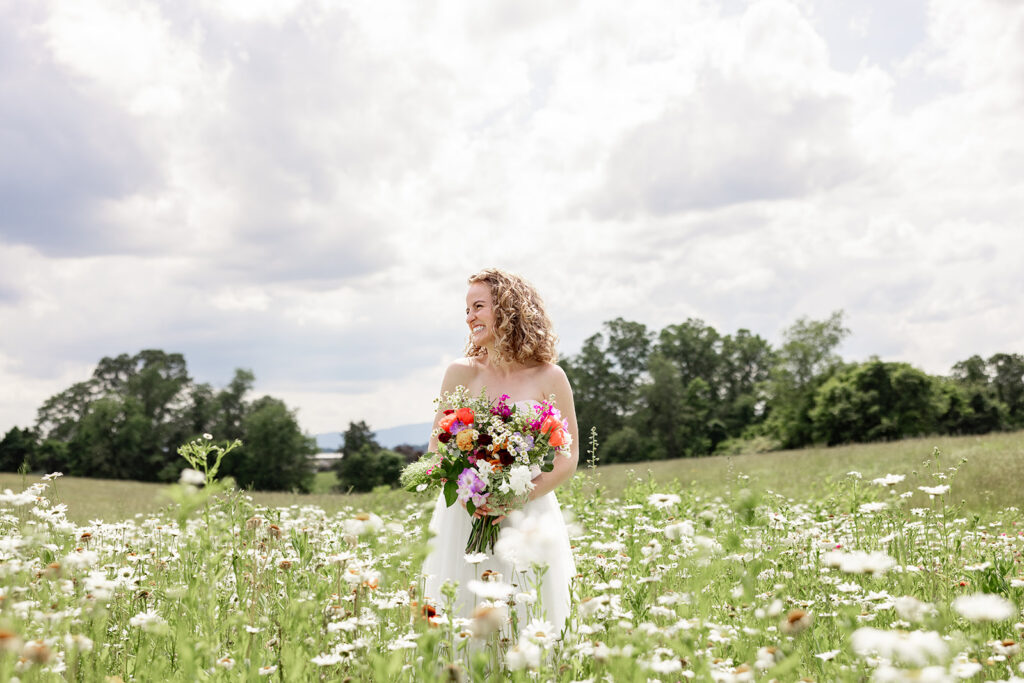 Bridal portraits bridal photos on wedding day at a Shenandoah wedding venue, Faithbrooke Farm and Vineyards for a spring wedding in Shenandoah