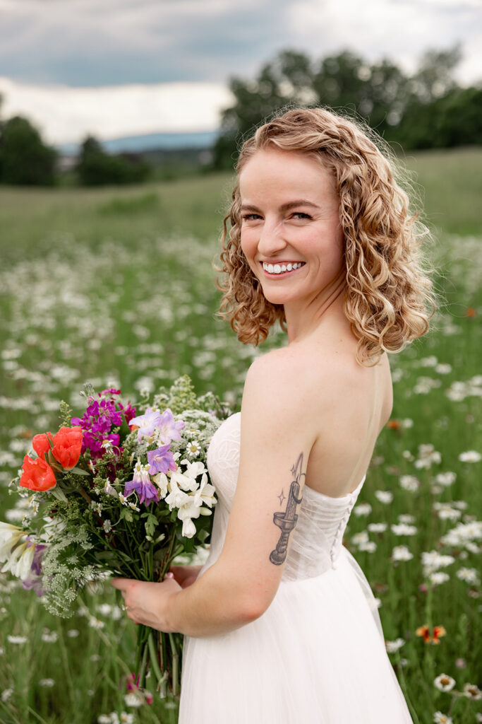 Bridal portraits bridal photos on wedding day at a Shenandoah wedding venue, Faithbrooke Farm and Vineyards for a spring wedding in Shenandoah