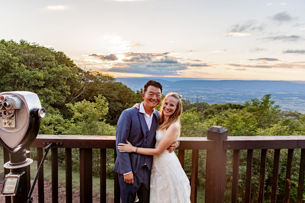 Bride and groom during a spring wedding at a shenandoah wedding venue on their wedding day