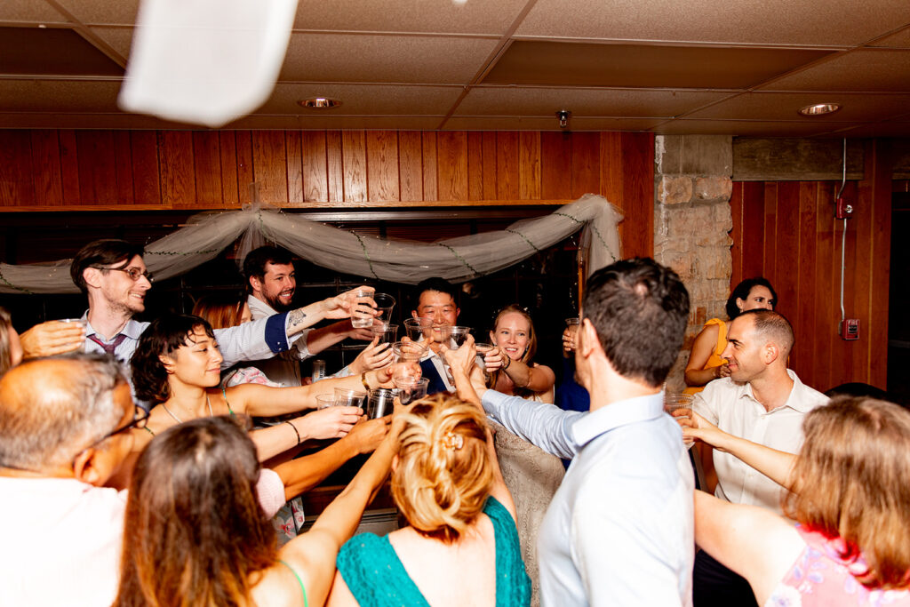 Bride and groom during a spring wedding at their reception at a shenandoah wedding venue on their wedding day