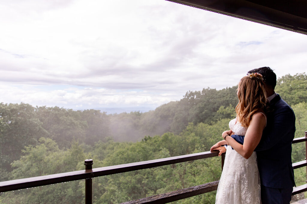 Bride and groom during a spring wedding at a shenandoah wedding venue on their wedding day