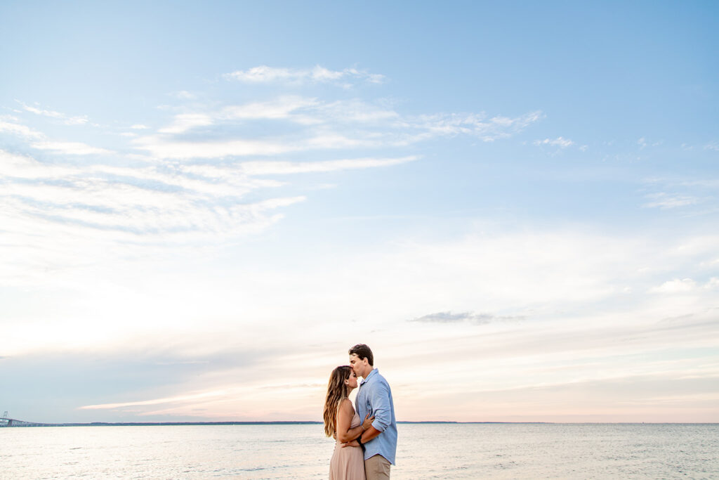 Bride and Groom pose for their Annapolis, md engagement session with Victoria V Photography the best wedding photographer in Annapolis. Annapolis engagement session. Beach engagement session. Best wedding photographer in the DMV. Destination wedding photographer. Virginia elopement photographer. Beach weddings. Beach engagements.