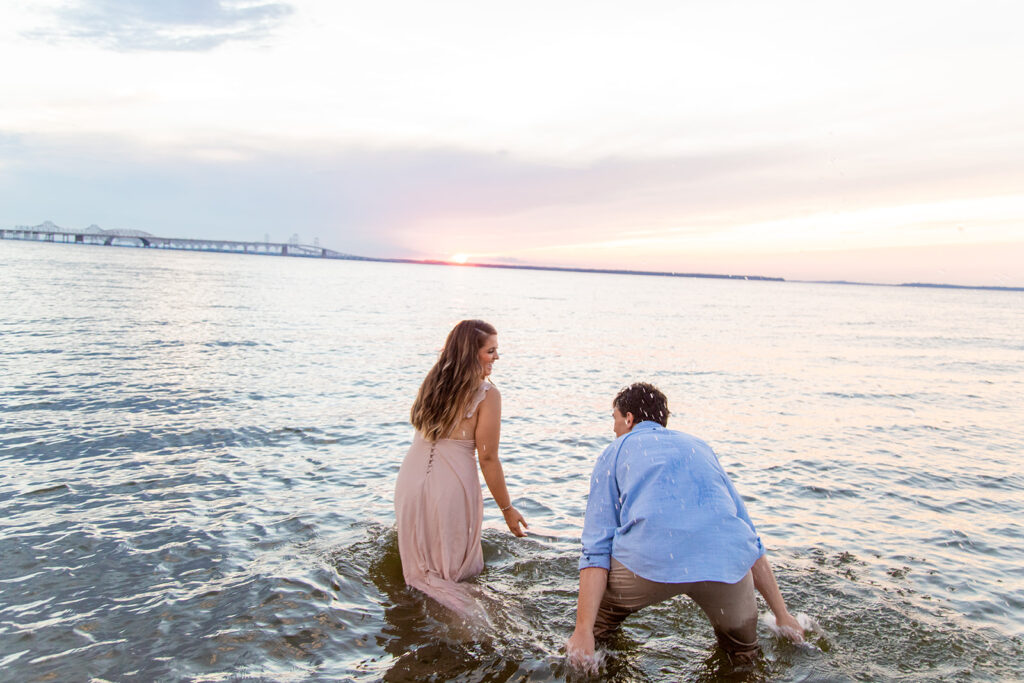 Bride and Groom pose for their Annapolis, md engagement session with Victoria V Photography the best wedding photographer in Annapolis. Annapolis engagement session. Beach engagement session. Best wedding photographer in the DMV. Destination wedding photographer. Virginia elopement photographer. Beach weddings. Beach engagements.