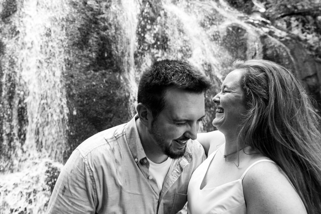 Bride and Groom for a Shenandoah engagement session at a waterfall in Shenandoah Victoria V Photography. Shenandoah waterfalls. Shenandoah sunset. Little Stony Man engagement session. Little Stony Man sunset. The best Shenandoah Wedding Photographer. The best Virginia wedding photographer. Shenandoah elopement photographer. 