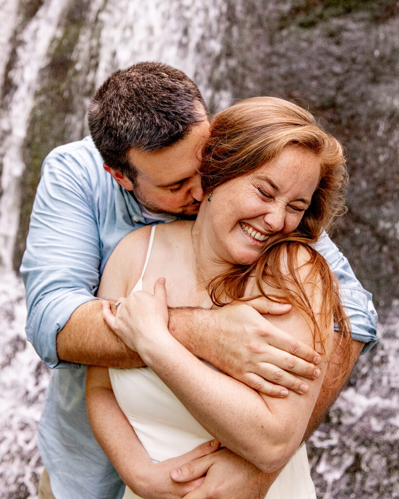 Bride and Groom for a Shenandoah engagement session at a waterfall in Shenandoah Victoria V Photography. Shenandoah waterfalls. Shenandoah sunset. Little Stony Man engagement session. Little Stony Man sunset. The best Shenandoah Wedding Photographer. The best Virginia wedding photographer. Shenandoah elopement photographer. 