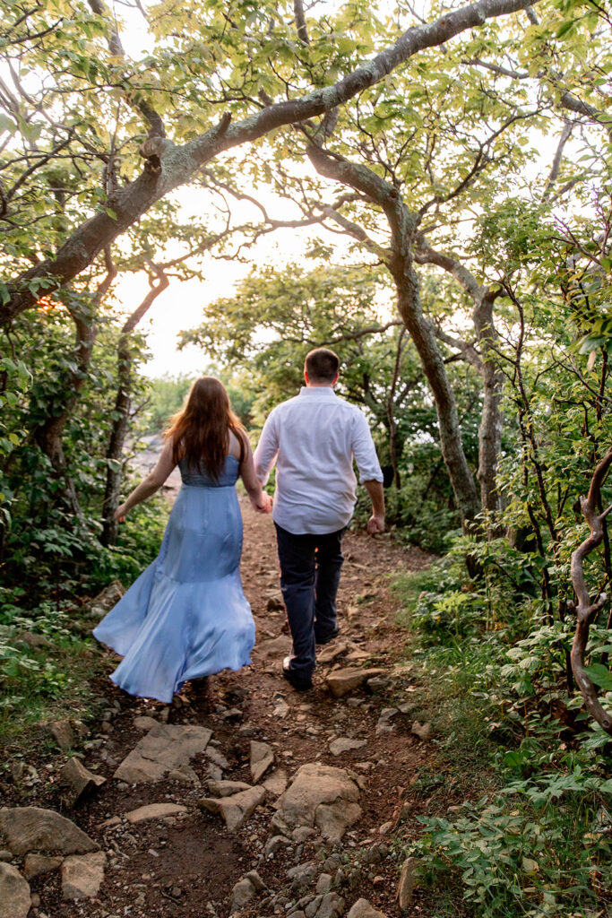 Bride and Groom for a Shenandoah engagement session at sunset with Victoria V Photography. Shenandoah sunset. Little Stony Man engagement session. Little Stony Man sunset. The best Shenandoah Wedding Photographer. The best Virginia wedding photographer. Shenandoah elopement photographer. 