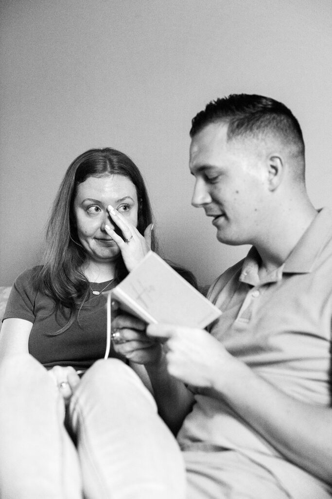 Bride and groom read their vows privately on their wedding day in Fredericksburg, VA with Victoria V Photography. Fredericksburg, VA wedding photographer. The best wedding photographer in Fredericksburg, VA. Virginia elopement photographer. Virginia Wedding Photographer.