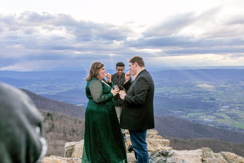 Bride and groom take communion at Little Stonyman