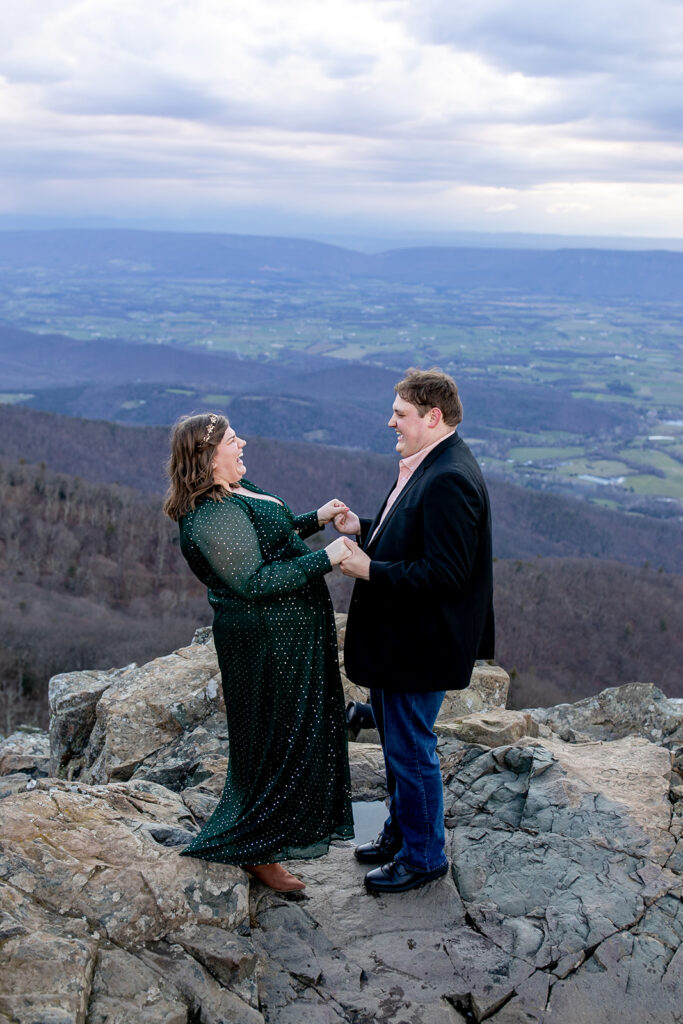 Bride and Groom joyfully prepare for their fist kiss at Little Stonyman