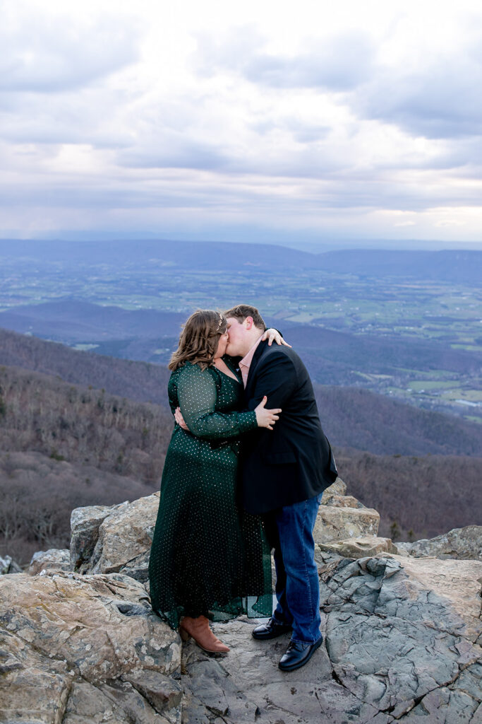 Bride and Groom share first kiss during their Shenandoah elopement ceremony