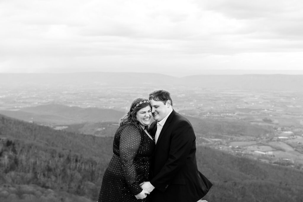 Bride and groom embrace in their first moments as a married couple in Shenandoah for elopement