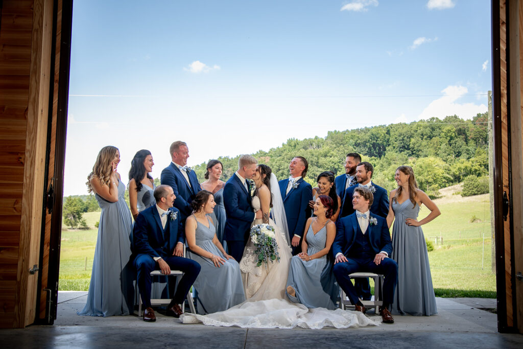 Bride and groom at their elegant Blue Ridge Mountain wedding at Stoneyman Valley Ranch – romantic sunset portraits, adventurous love, and breathtaking views.