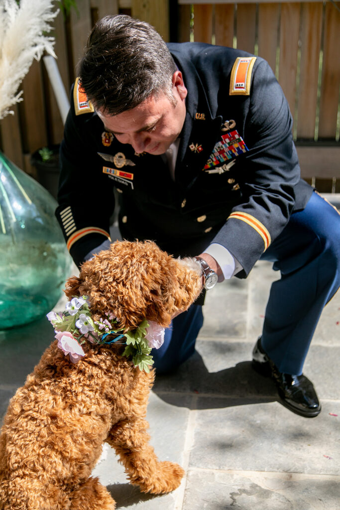 Intimate backyard wedding ceremony in Arlington, VA with close friends and family