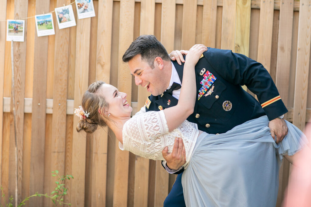 Intimate backyard wedding ceremony in Arlington, VA with close friends and family