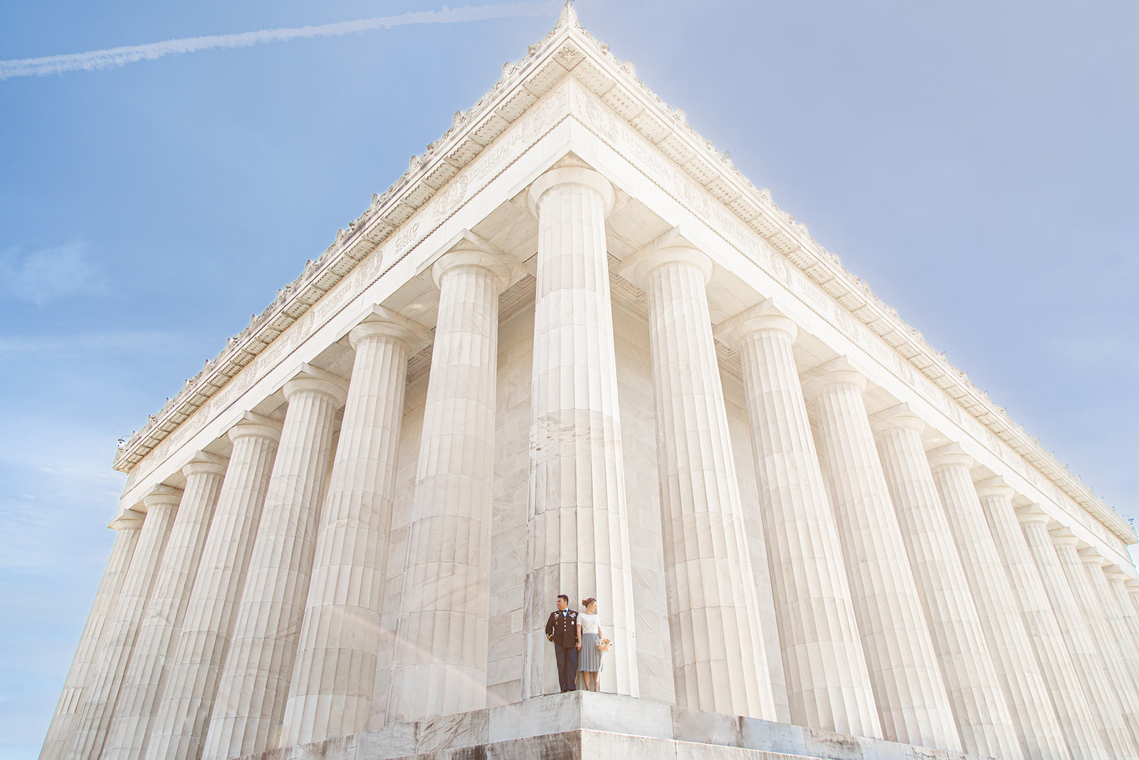 Elegant wedding portraits at the Lincoln Memorial in Washington, DC