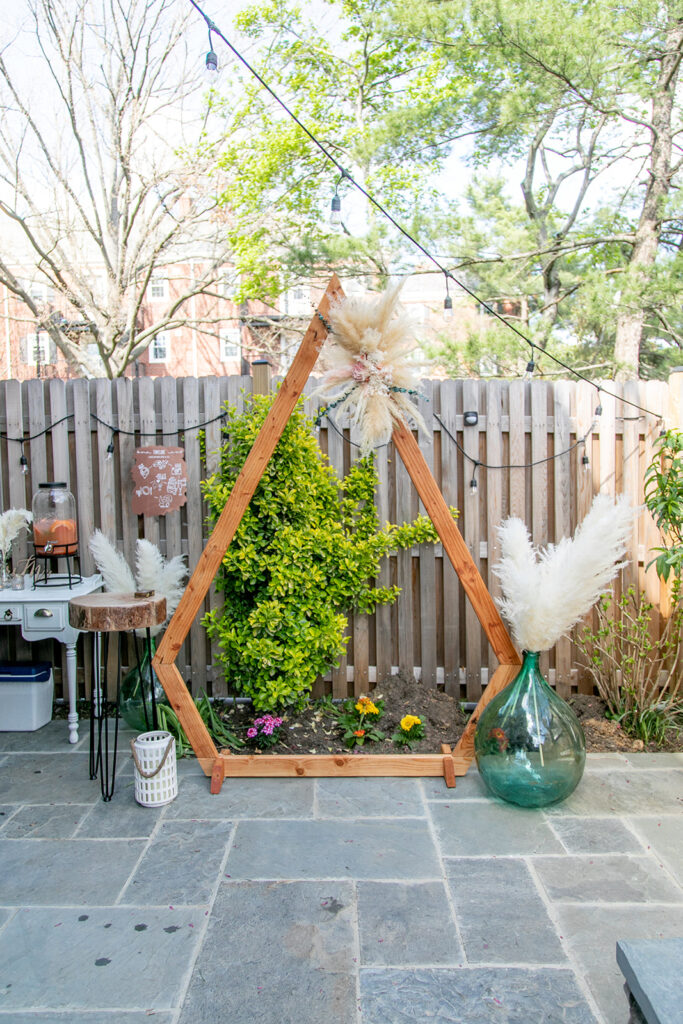 Intimate backyard wedding ceremony in Arlington, VA with close friends and family