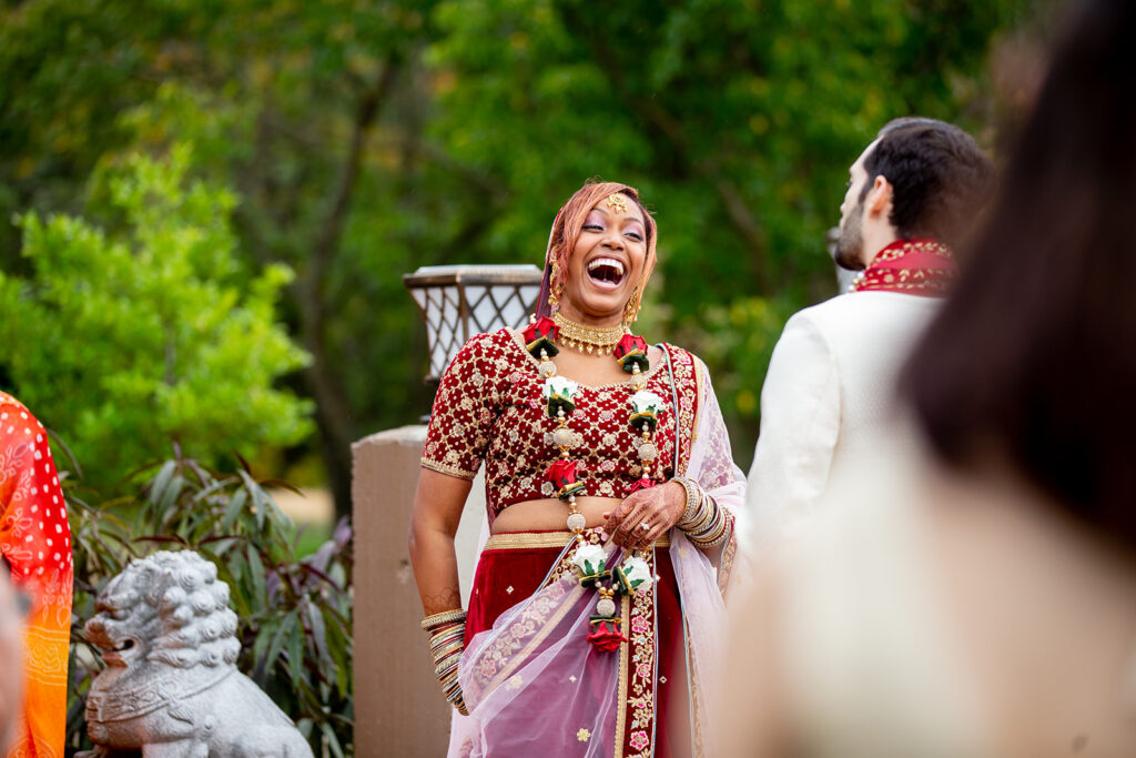 Emotional candid moment during intimate Indian-American wedding ceremony in Virginia