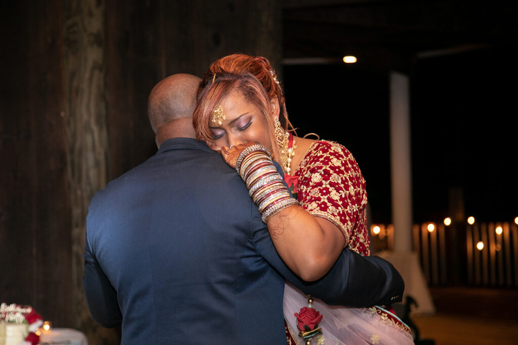 Emotional moment as bride shares a heartfelt first dance with her brother during Northern Virginia wedding reception