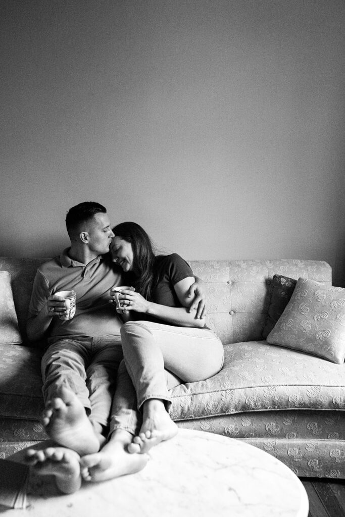 Bride and groom share intimate moment the morning of their wedding