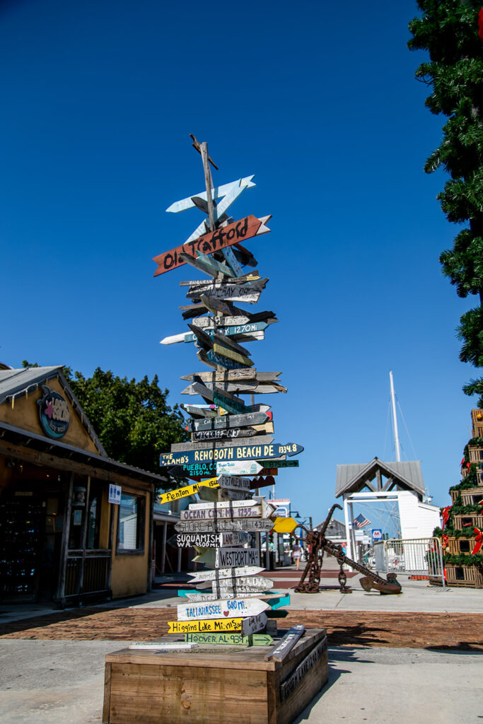Detail shot of Key West's direction tree