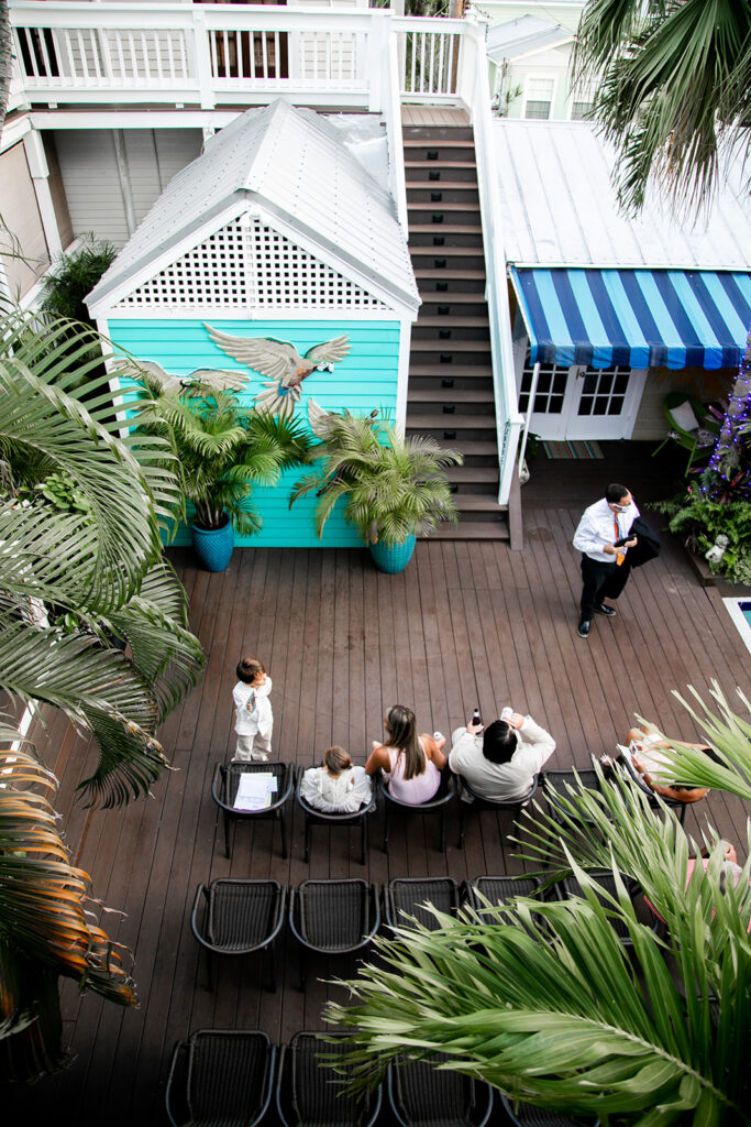 View of the ceremony area for an intimate wedding ceremony in Key West