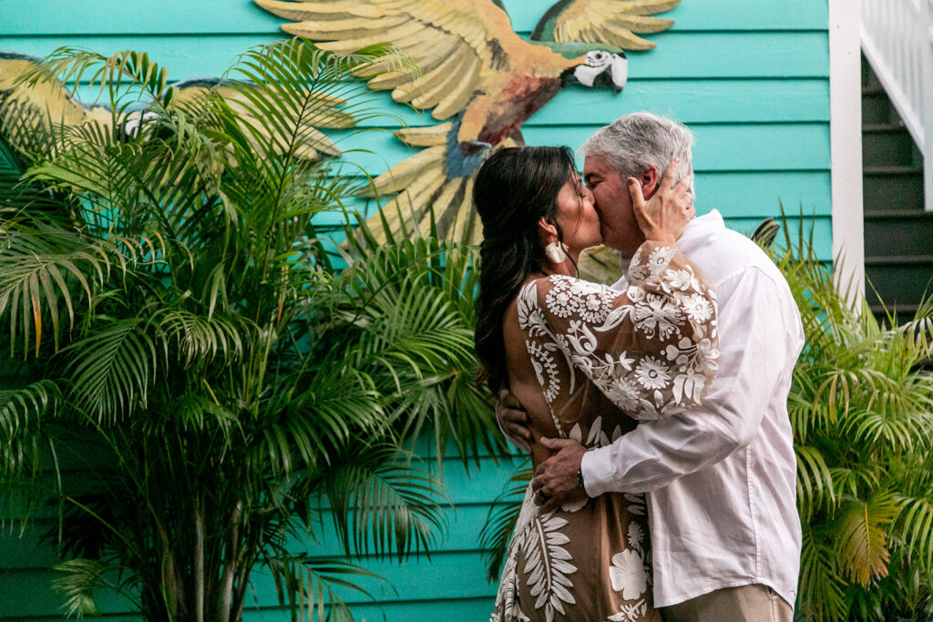 Bride and groom share their first kiss in Key West
