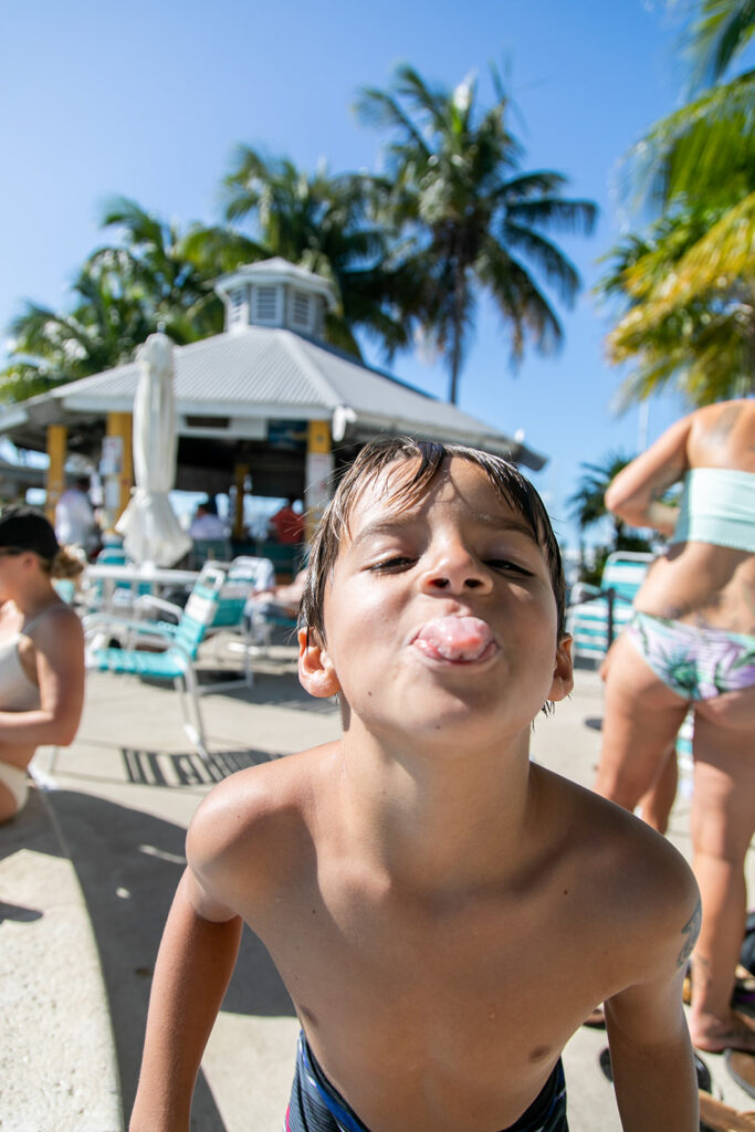 Bride's grandson making a silly face while enjoying his time in Key West