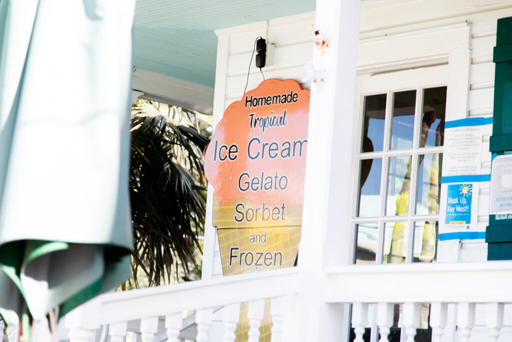 Detail shot of the area surrounding the La Te Da in Key West where ice cream is served