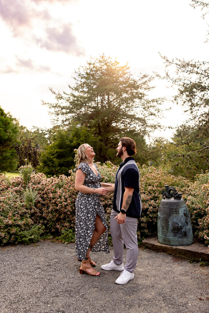 Engagement portraits of a couple after a surprise proposal at Meadowlark Botanical Gardens just outside Washington DC