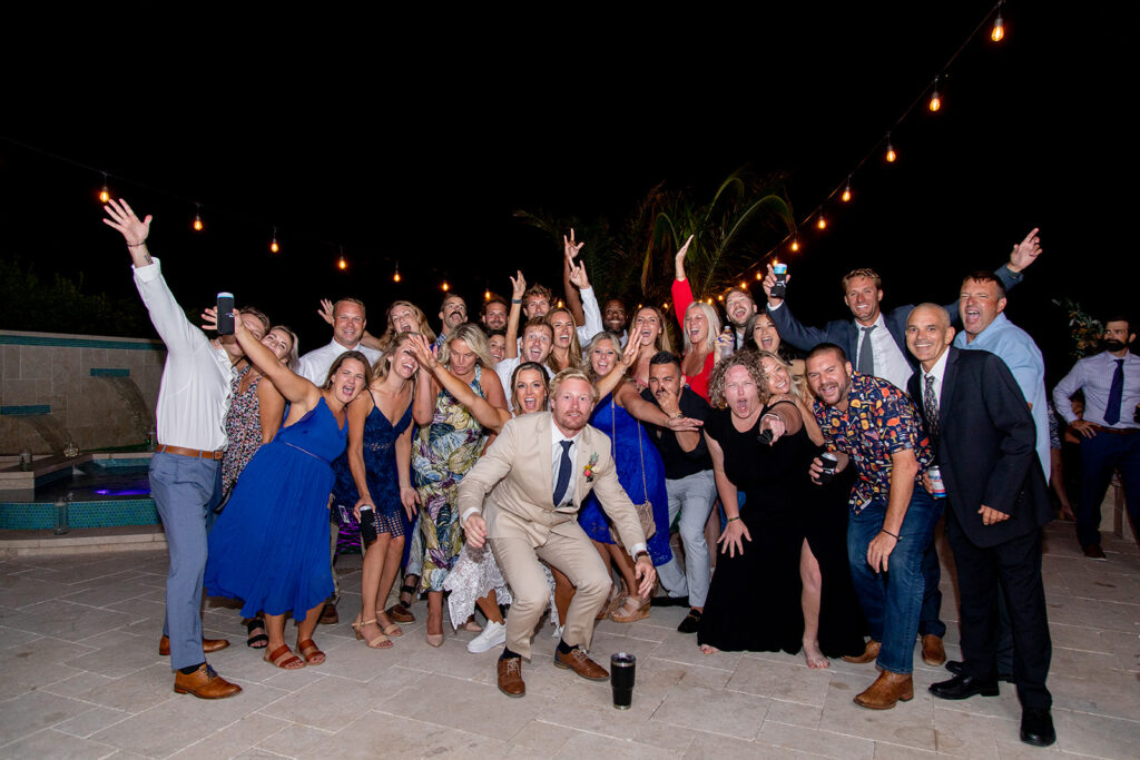 Lively beach wedding reception at a backyard Ocean City MD wedding
