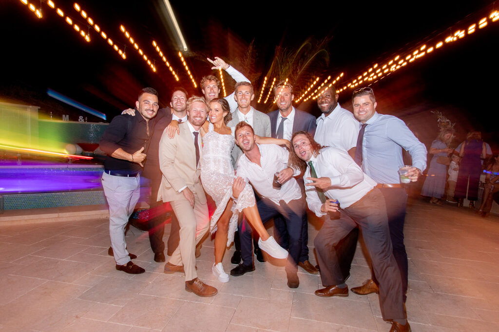 Lively beach wedding reception at a backyard Ocean City MD wedding