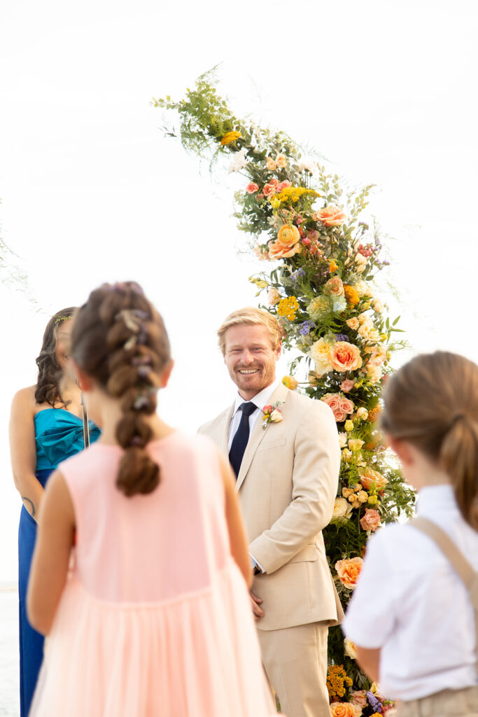 Ocean City MD beach wedding ceremony overlooking the ocean and inlet