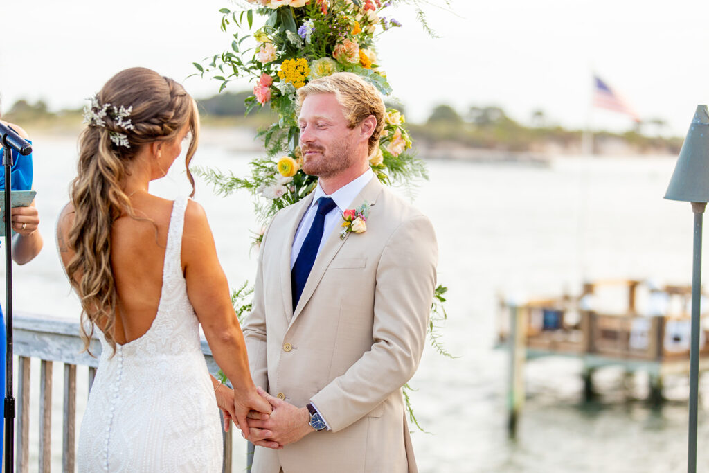 Ocean City MD beach wedding ceremony overlooking the ocean and inlet