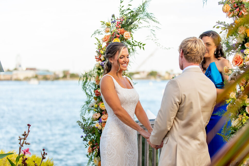 Ocean City MD beach wedding ceremony overlooking the ocean and inlet