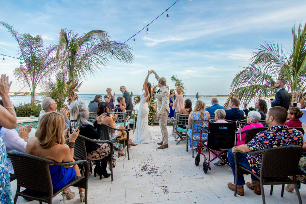 Ocean City MD beach wedding ceremony overlooking the ocean and inlet