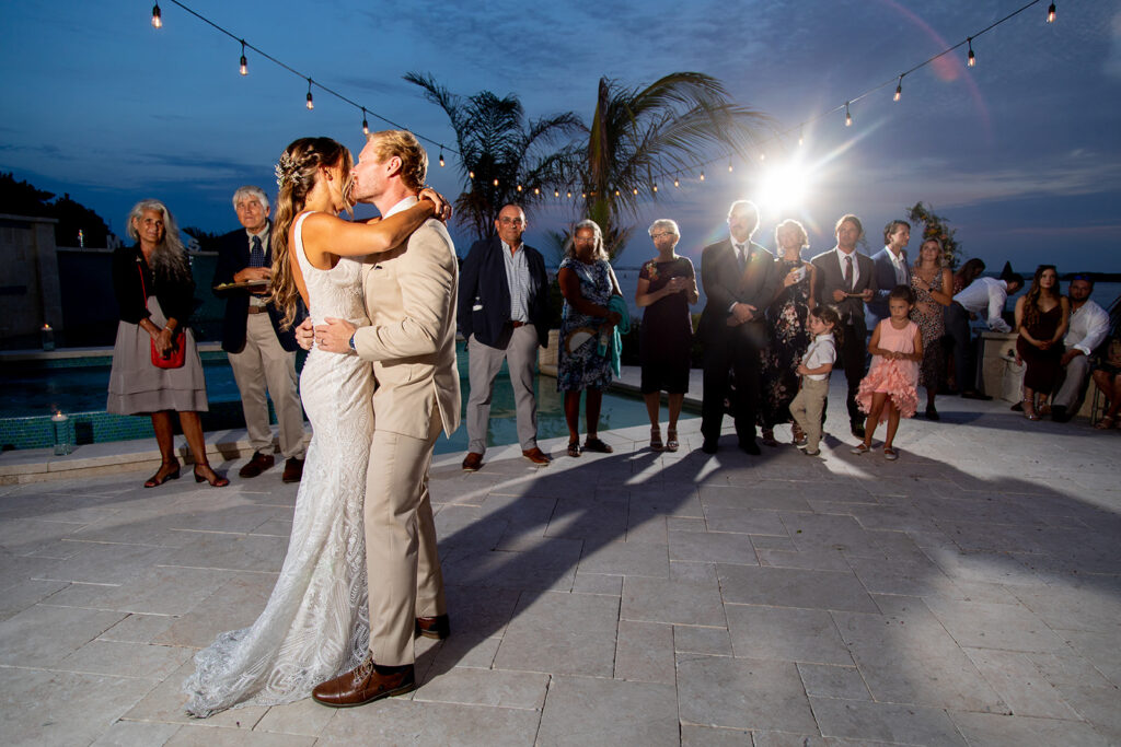 Lively beach wedding reception at a backyard Ocean City MD wedding
