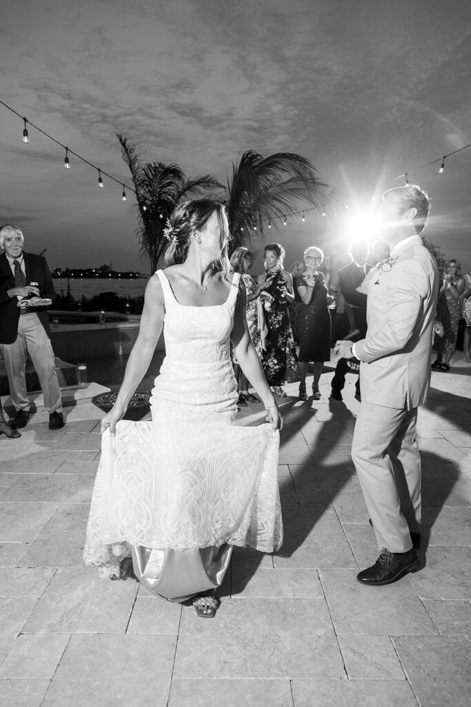 Lively beach wedding reception at a backyard Ocean City MD wedding