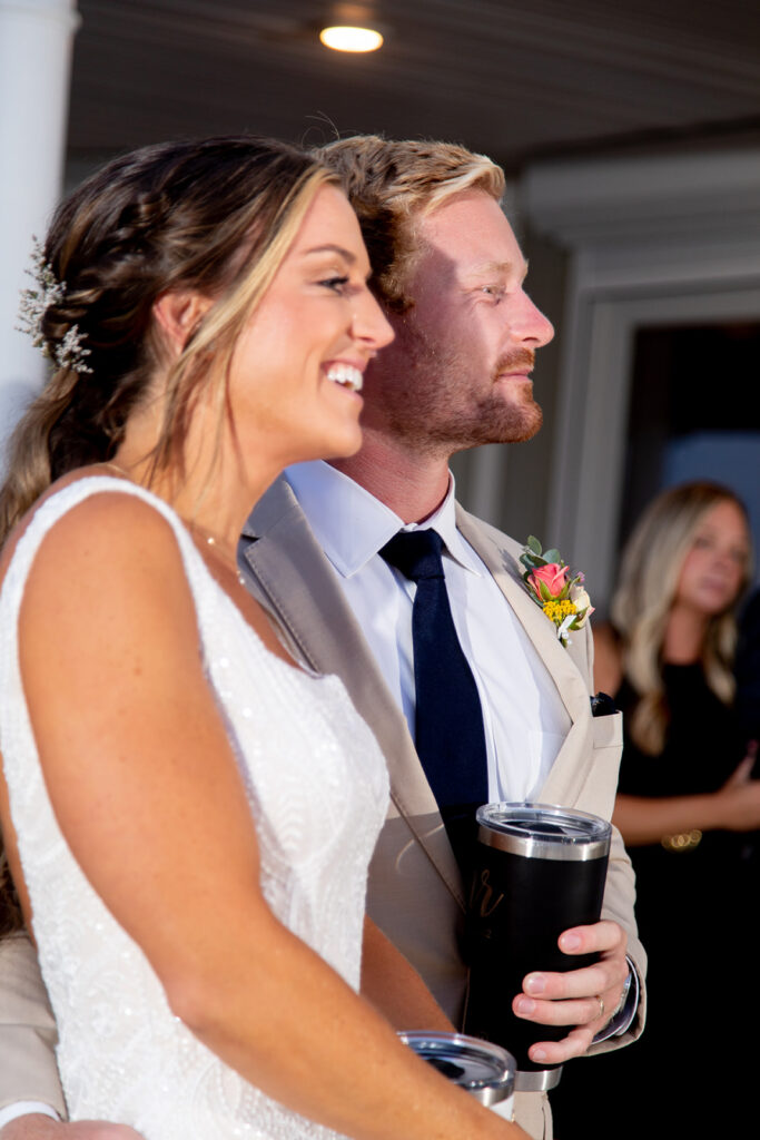 Lively beach wedding reception at a backyard Ocean City MD wedding