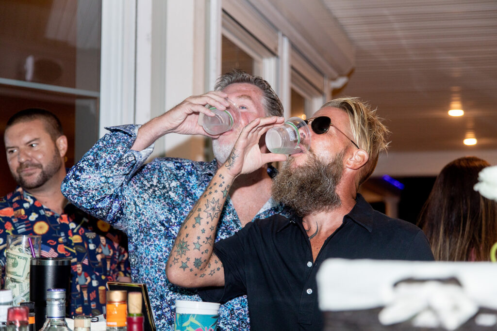Guests dancing and celebrating during an Ocean City MD beach wedding reception