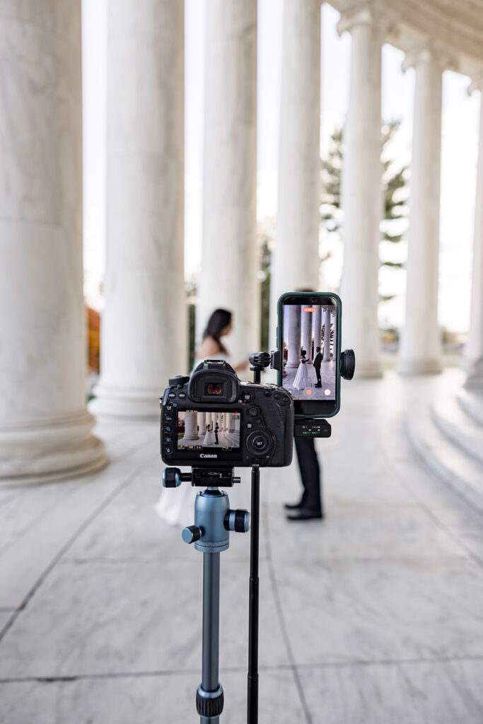 Wedding video coverage setup during a Washington DC elopement