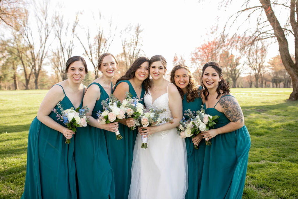 Bridal party photos at The Woodlands of Algonkian during a springtime wedding.