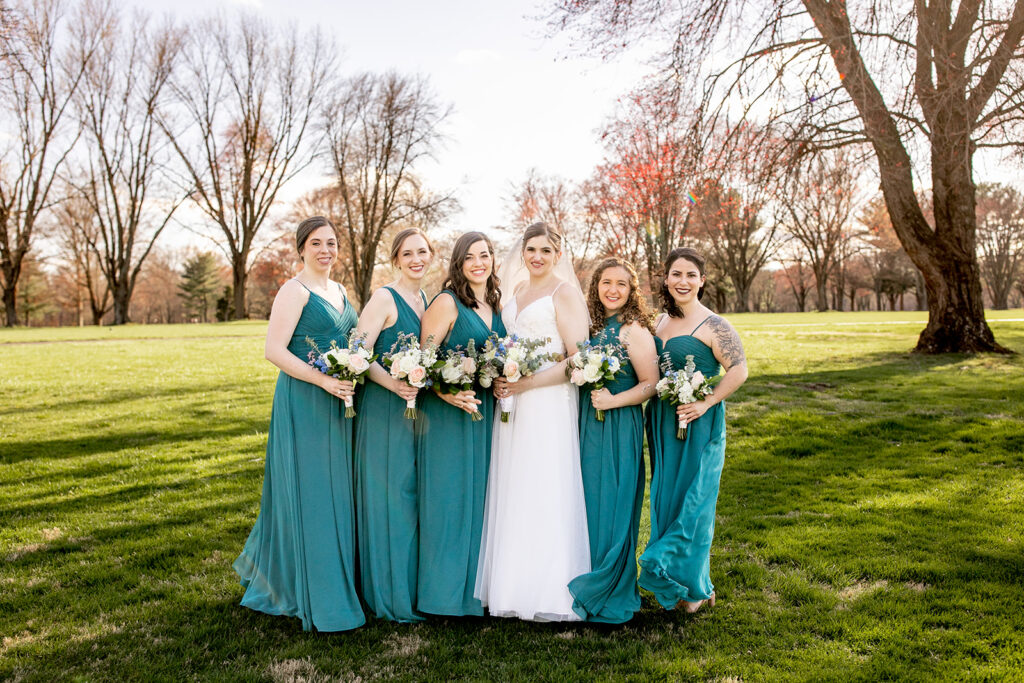Bridal party photos at The Woodlands of Algonkian during a springtime wedding.