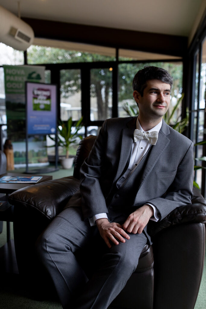 Groom wedding photos around The Woodlands at Algonkian venue