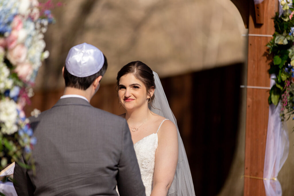 Spring outdoor wedding ceremony setup at The Woodlands at Algonkian