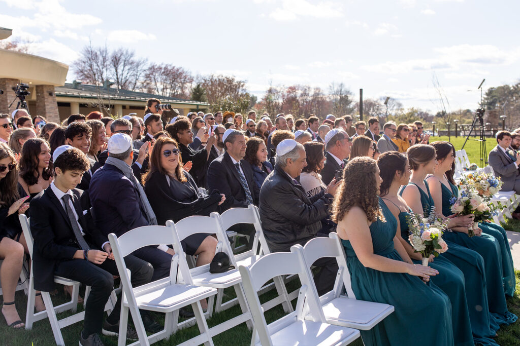 Spring outdoor wedding ceremony setup at The Woodlands at Algonkian