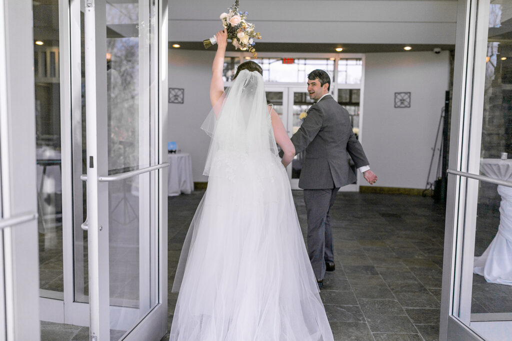 Spring outdoor wedding ceremony setup at The Woodlands at Algonkian