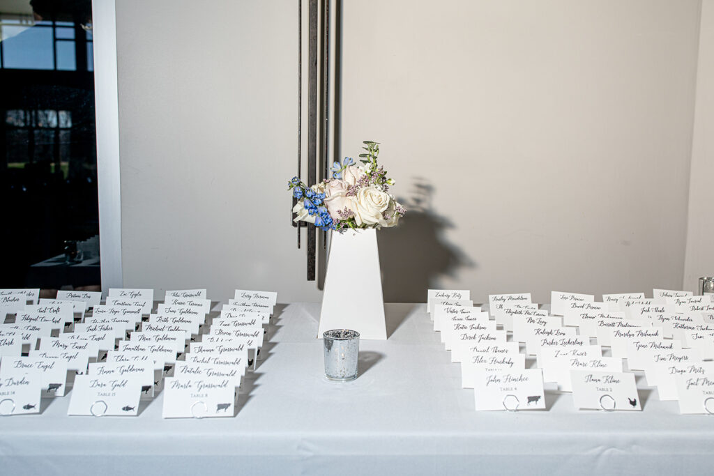 Spring wedding reception decor at The Woodlands at Algonkian