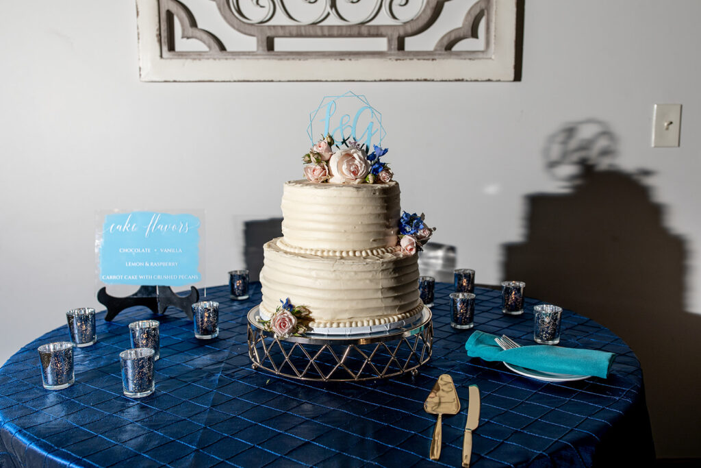 Spring wedding reception decor at The Woodlands at Algonkian