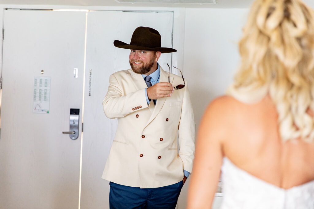 Groom getting ready for luxury destination wedding at Le Blanc Cancun